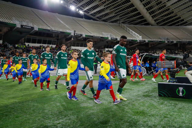 Panathinaikos F.C. v FK Borac Banja Luka UEFA Europa Conference League Panathinaikos F.C. and FK Borac Banja Luka players enter the pitch during the UEFA Europa Conference League match at Olympic Stadium, Athens 15 10 2026 UK Newspapers OUT Copyright: xYannisxHalasx FIL-24071-0044