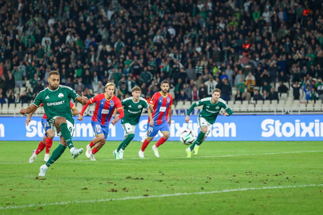 Panathinaikos F.C. v FK Borac Banja Luka UEFA Europa Conference League Cyril Dessers of Panathinaikos F.C. takes a penalty and scores during the UEFA Europa Conference League match at Olympic Stadium, Athens 15 10 2026 UK Newspapers OUT Copyright: xYannisxHalasx FIL-24071-0038