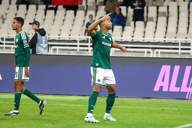 Panathinaikos F.C. v FK Borac Banja Luka UEFA Europa Conference League Cyril Dessers of Panathinaikos F.C. celebrates after scoring a goal during the UEFA Europa Conference League match at Olympic Stadium, Athens 15 10 2026 UK Newspapers OUT Copyright: xYannisxHalasx FIL-24071-0042