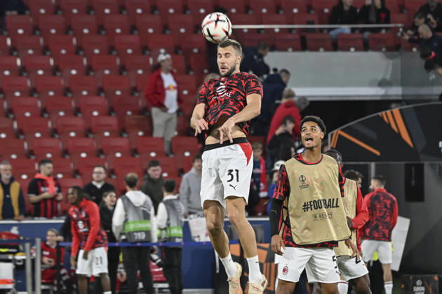 SALZBURG, AUSTRIA - OCTOBER 15: Strahinja Pavlovic of AC Milan in action during the UEFA Europa League league phase matchday 2 match between FC Salzburg and AC Milan at Red Bull Arena on October 15, 2026 in Salzburg, Austria. Copyright: xHansxPeterxLottermoser SPPx Sportspressphoto_SPR257022