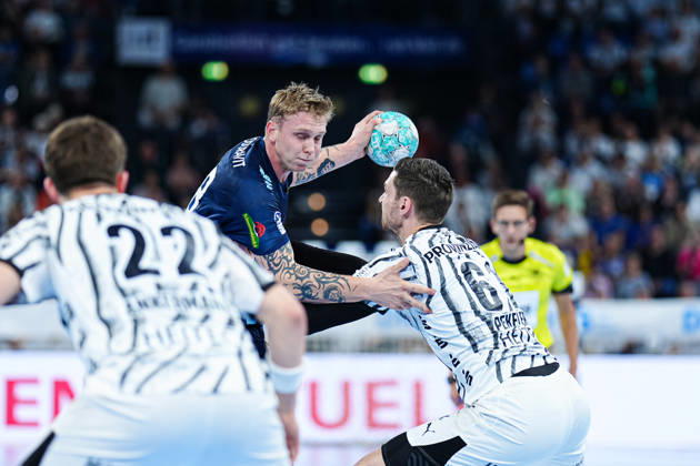Haukur Thrastarson (Rhein-Neckar Löwen, 25), Hendrik Pekeler (THW Kiel, 61) GER, THW Kiel vs. Rhein-Neckar Löwen, Handball, 1. Bundesliga, Spieltag 9, Saison 2026 2027, 15.10.2026 GER, THW Kiel vs. Rhein-Neckar Löwen, Handball, 1. Bundesliga, Spieltag 9, Saison 2026 2027, 15.10.2026 Kiel Copyright: xEibner-Pressefoto MarcelxvonxFehrnx EP_MFN