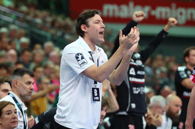 15.10.2026, xovx, Handball Opel Handball Bundesliga, HSG Wetzlar - HC Erlangen Trainer Johannes Sellin (HC Erlangen) Wetzlar Buderus-Arena Hessen Deutschland (DE)