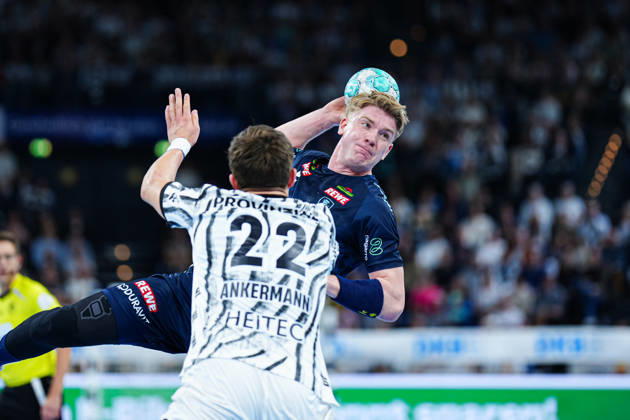 Rasmus Ankermann (THW Kiel, 22), Haukur Thrastarson (Rhein-Neckar Löwen, 25) GER, THW Kiel vs. Rhein-Neckar Löwen, Handball, 1. Bundesliga, Spieltag 9, Saison 2026 2027, 15.10.2026 GER, THW Kiel vs. Rhein-Neckar Löwen, Handball, 1. Bundesliga, Spieltag 9, Saison 2026 2027, 15.10.2026 Kiel Copyright: xEibner-Pressefoto MarcelxvonxFehrnx EP_MFN