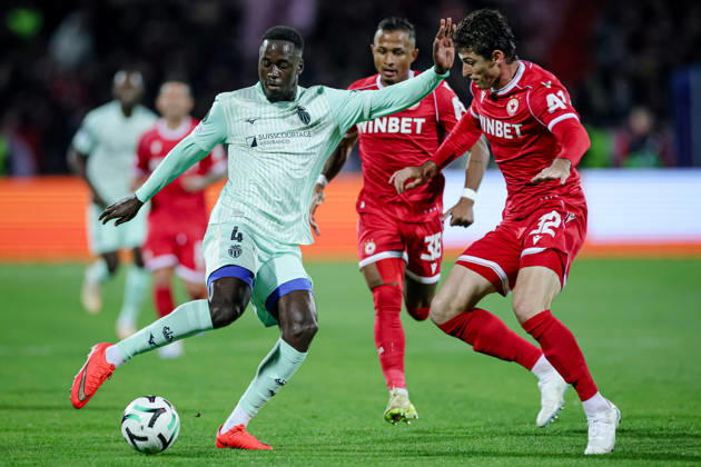 Football - UEFA Conference League - Round 1 - PFC CSKA Sofia - AS Monaco - 15.10.2026 Jordan Teze, 4 of AS Monaco FC and Facundo Rodriguez, 32 of PFC CSKA Sofia during UEFA Conference League - Round 1 match between PFC CSKA Sofia and AS Monaco at Vasil Levski Stadium in Sofia, Bulgaria, on October 15th, 2026 in Sofia, Bulgaria. Bulgaria Copyright: xYulianxTodorovx
