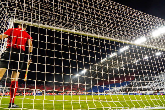 Fussball: Kroatien: UEFA Conference League 2026 2027 - 1. Runde, 15.10.2026 - HNK Hajduk Split vs. AFC Ajax Amsterdam - Stadion Poljud (Split, Kroatien); Choreografie der Hajduk Split Fans Torcida Copyright: xLUKAxKOLANOVICx