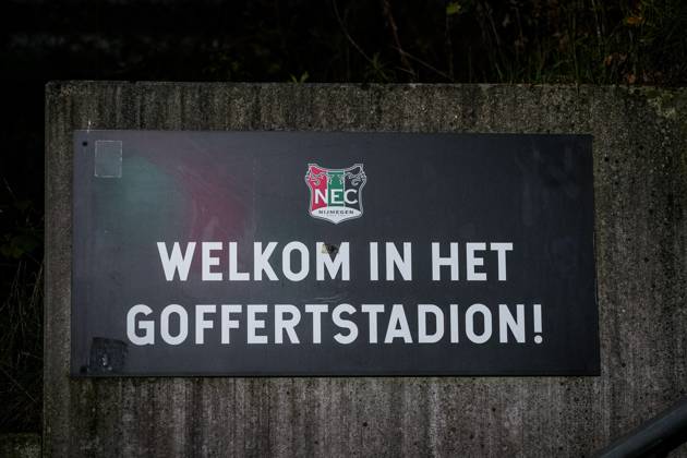 NIJMEGEN , 15-10-2026 , Stadium De Goffert , season 2026 2027 , UEFA Europa League football , match between NEC Nijmegen and Levski Sofia , picture shows board Welcome at the Goffertstadion NEC - Levski Sofia x208449452x Copyright: