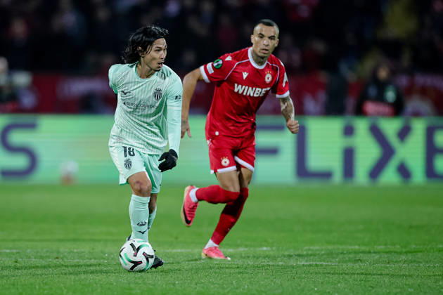 Football - UEFA Conference League - Round 1 - PFC CSKA Sofia - AS Monaco - 15.10.2026 Takumi Minamino, 18 of AS Monaco FC during UEFA Conference League - Round 1 match between PFC CSKA Sofia and AS Monaco at Vasil Levski Stadium in Sofia, Bulgaria, on October 15th, 2026 in Sofia, Bulgaria. Bulgaria Copyright: xYulianxTodorovx