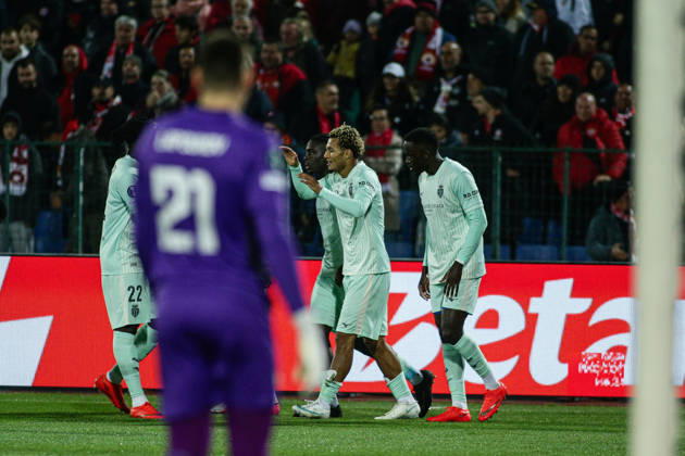 IPA89724660 - Monaco s players celebrate after scoring during the UEFA Conference League match between PFC CSKA and AS Monaco at Vasil Levski National Stadium in Sofia, Bulgaria, on October 15, 2026 Copyright: xIvanxSxIvanov IPAxSportx xx IPA89724660 IPA89724660