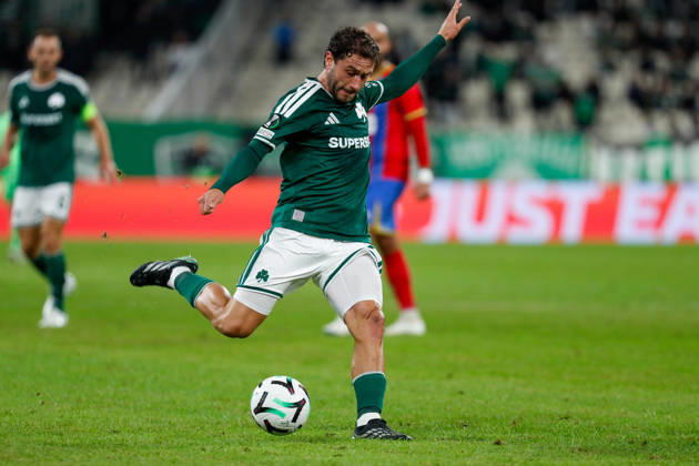 Panathinaikos F.C. v FK Borac Banja Luka UEFA Europa Conference League Davide Calabria of Panathinaikos F.C. takes a shot in goal during the UEFA Europa Conference League match at Olympic Stadium, Athens 15 10 2026 UK Newspapers OUT Copyright: xYannisxHalasx FIL-24071-0046