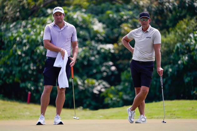 SJM Macau Open 2026 - Day 1 Swedish golfer Henrik Stenson and American golfer Peter Uihlein during the SJM Macau Open 2026 golf tournament at the Macau golf and country club on October 15, 2026 in Macau. (Photo by Vernon Yuen Nexpher Images) MACAU