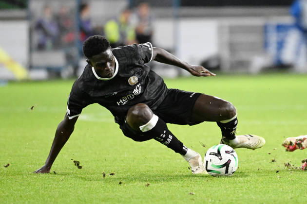 261015 AA Gent vs Aarhus Ibrahima Cisse of KAA Gent is pictured in action with the ball during Matchday 2 in the 2026-2027 Uefa Conference League season - league phase between AA Gent and AGF Aarhus on October 15 , 2026 in Gent, Belgium. (Photo by Maarten Straetemans Isosport) Gent Belgium  Copyright: xMaartenxStraetemansx GENT-AARHUS_20261015_131