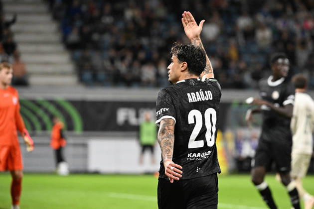 261015 AA Gent vs Aarhus Tiago Araujo of KAA Gent is pictured during Matchday 2 in the 2026-2027 Uefa Conference League season - league phase between AA Gent and AGF Aarhus on October 15 , 2026 in Gent, Belgium. (Photo by Maarten Straetemans Isosport) Gent Belgium Copyright: xMaartenxStraetemansx GENT-AARHUS_20261015_151