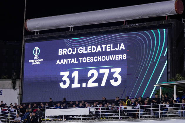 Fussball: Kroatien: UEFA Conference League 2026 2027 - 1. Runde, 15.10.2026 - HNK Hajduk Split vs. AFC Ajax Amsterdam - Stadion Poljud (Split, Kroatien); Die Zuschauerzahl Copyright: xLUKAxKOLANOVICx