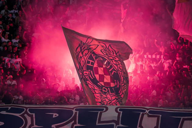 Fussball: Kroatien: UEFA Conference League 2026 2027 - 1. Runde, 15.10.2026 - HNK Hajduk Split vs. AFC Ajax Amsterdam - Stadion Poljud (Split, Kroatien); Torcida Split Fans, Ultras Copyright: xLUKAxKOLANOVICx