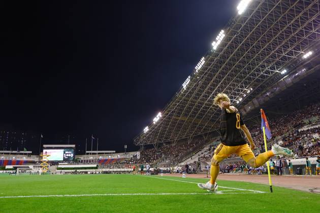 SPLIT, 15 10-2026, Poljud Stadium , season 2026 2027 , UEFA Conference League Football . Match between Hajduk Split and Ajax. Picture shows Ajax Julian Brandt Hajduk Split - Ajax  x208452013x Copyright: