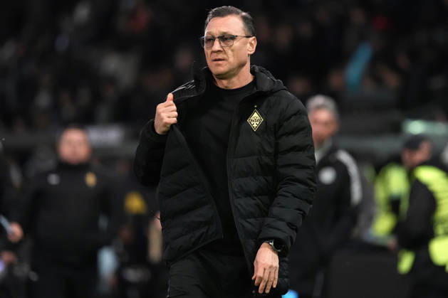 Head coach of Kairat Almaty Rafael Urazbakhtin reacts during a UEFA Conference League soccer match between Latvia™s Riga FC and Kazakhstan™s Kairat Almaty at Skonto Stadium in Riga, Latvia, Thursday, Oct. 15, 2026. Riga Latvia Copyright: xRomanxKoksarovx RKV02286.JPG