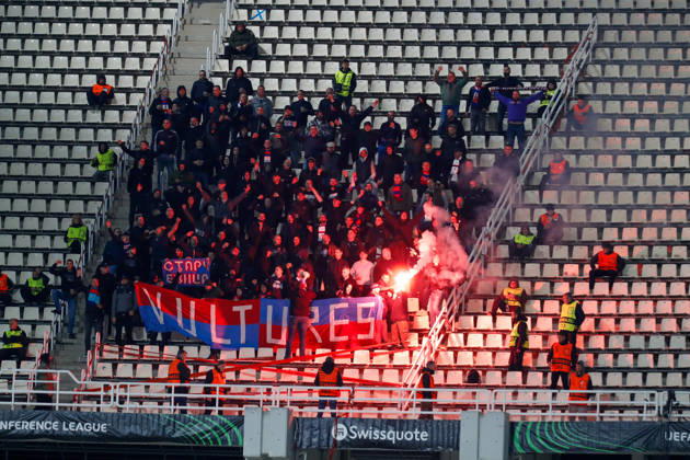 Panathinaikos F.C. v FK Borac Banja Luka UEFA Europa Conference League FK Borac Banja Luka supporters light up a flare during the UEFA Europa Conference League match at Olympic Stadium, Athens 15 10 2026 UK Newspapers OUT Copyright: xYannisxHalasx FIL-24071-0065