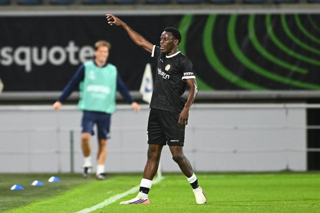 KAA Gent v AGF Aarhus - UEFA Conference League GENT, BELGIUM - OCTOBER 15 : Goore Hyllarion Bi forward of KAA Gent celebrates scoring a goal during the UEFA Conference League 2026 27 League Phase matchday 1 match between KAA Gent and AGF Aarhus on October 15, 2026 in Gent, Belgium, 15 10 2026 Gent Belgium Copyright: xGvgx