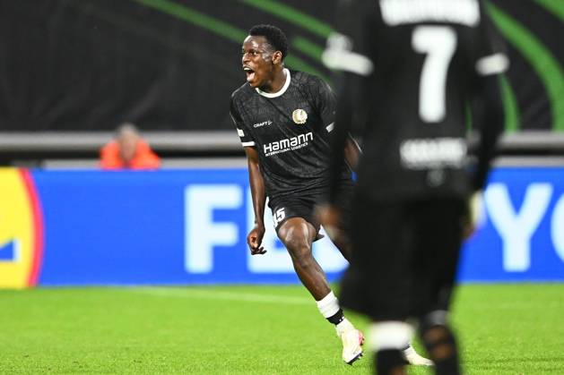 KAA Gent v AGF Aarhus - UEFA Conference League GENT, BELGIUM - OCTOBER 15 : Goore Hyllarion Bi forward of KAA Gent celebrates scoring a goal during the UEFA Conference League 2026 27 League Phase matchday 1 match between KAA Gent and AGF Aarhus on October 15, 2026 in Gent, Belgium, 15 10 2026 Gent Belgium  Copyright: xGvgx
