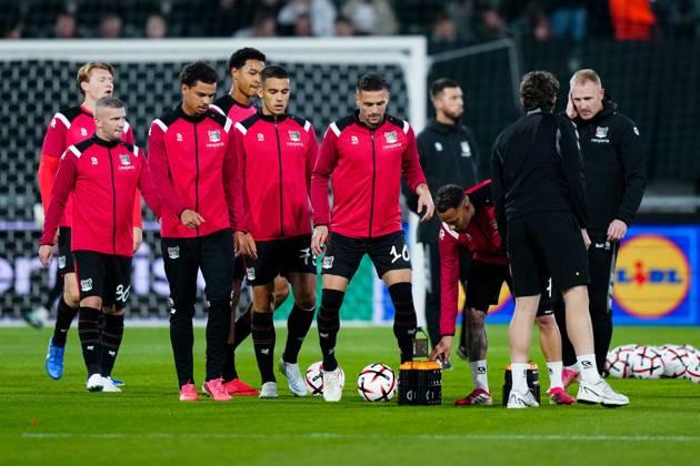 NIJMEGEN , 15-10-2026 , Stadium De Goffert , season 2026 2027 , UEFA Europa League football , match between NEC Nijmegen and Levski Sofia , picture shows NEC during the warming up NEC - Levski Sofia  x208452687x Copyright: