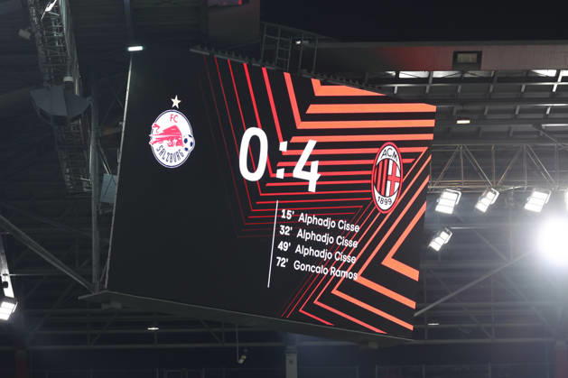 SOCCER - UEFA EL, RBS vs Milan SALZBURG,AUSTRIA,15.OCT.26 - SOCCER - UEFA Europa League, Red Bull Salzburg vs AC Milan. Image shows the scoreboard after fulltime. GEPAxpictures xDavidxGeieregger