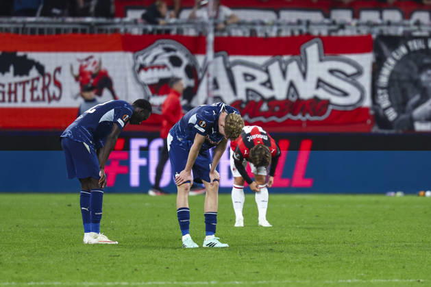 SOCCER - UEFA EL, RBS vs Milan SALZBURG,AUSTRIA,15.OCT.26 - SOCCER - UEFA Europa League, Red Bull Salzburg vs AC Milan. Image shows Abubakr Barry (RBS) and Valentin Zabransky (RBS). GEPAxpictures xDavidxGeieregger