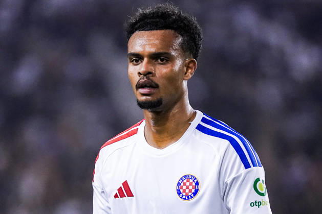 Fussball: Kroatien: UEFA Conference League 2026 2027 - 1. Runde, 15.10.2026 - HNK Hajduk Split vs. AFC Ajax Amsterdam - Stadion Poljud (Split, Kroatien); Mathieu Acapandie (Hajduk Split) Copyright: xLUKAxKOLANOVICx