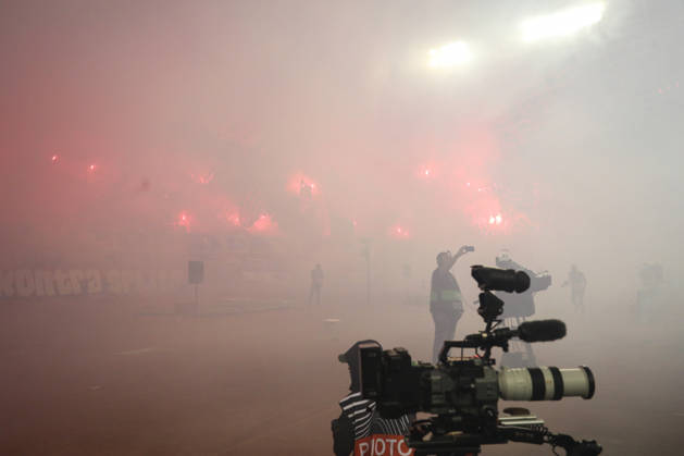 UEFA Conference League HNK Hajduk Split v AFC Ajax Play is briefly stopped to remove a flare from the field of play during the UEFA Conference League 2026 27 League Phase MD1 match between HNK Hajduk Split and AFC Ajax at Stadion Poljud on October 15, 2026 in Split, Croatia.  IvoxCagalj PIXSELL