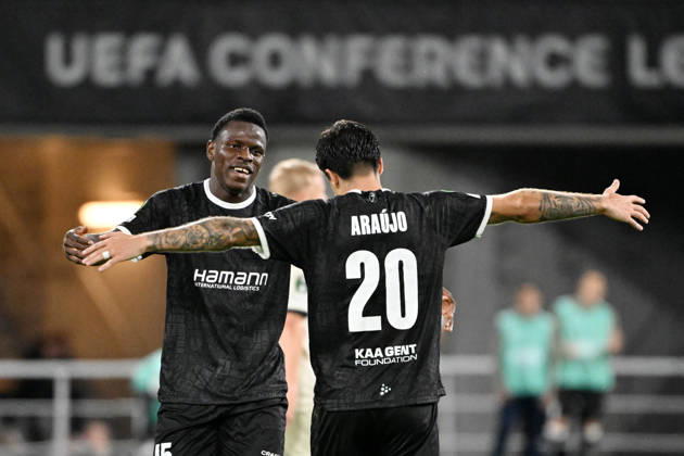 261015 AA Gent vs Aarhus Hyllarion Goore of KAA Gent celebrates after scoring the 1-0 goal during Matchday 2 in the 2026-2027 Uefa Conference League season - league phase between AA Gent and AGF Aarhus on October 15 , 2026 in Gent, Belgium. (Photo by Maarten Straetemans Isosport) Gent Belgium  Copyright: xMaartenxStraetemansx GENT-AARHUS_20261015_182