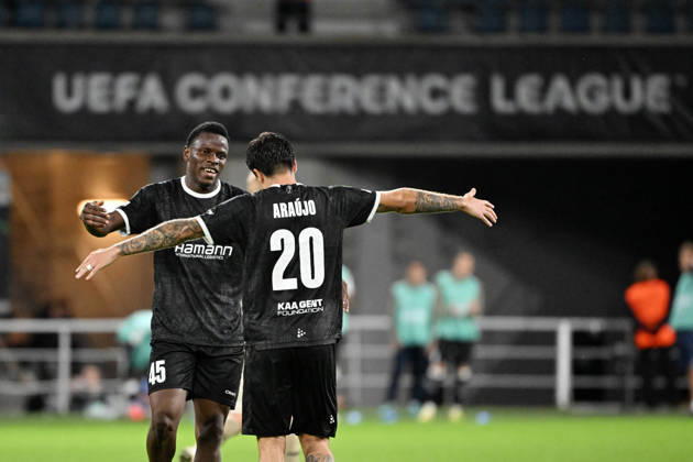 261015 AA Gent vs Aarhus Hyllarion Goore of KAA Gent celebrates after scoring the 1-0 goal during Matchday 2 in the 2026-2027 Uefa Conference League season - league phase between AA Gent and AGF Aarhus on October 15 , 2026 in Gent, Belgium. (Photo by Maarten Straetemans Isosport) Gent Belgium  Copyright: xMaartenxStraetemansx GENT-AARHUS_20261015_183
