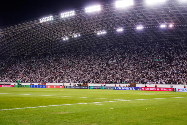 Fussball: Kroatien: UEFA Conference League 2026 2027 - 1. Runde, 15.10.2026 - HNK Hajduk Split vs. AFC Ajax Amsterdam - Stadion Poljud (Split, Kroatien); Istok, Tribüne, Zuschauer, Hajduk Split Fans Copyright: xLUKAxKOLANOVICx