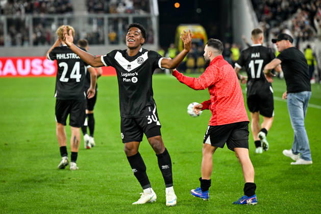 LUGANO, SWITZERLAND - OCTOBER 15: Dereck Moncada of FC Lugano celebrates his goal during the UEFA Conference League 2026 27 League Phase MD1 match between FC Lugano and FK Crvena Zvezda at Lugano Arena on October 15, 2026 in Lugano, Switzerland. Lugano Lugano Arena Ticino Switzerland Copyright: xJustPictures.ch AndreaxBrancax jp-en-EuSpIm-AB_15102026_7419
