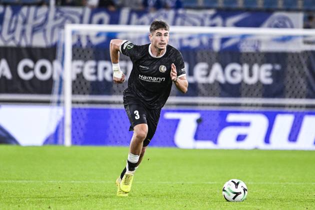 Gent s Maksim Paskotsi pictured in action during a soccer game between Belgian KAA Gent and Danish Aarhus GF, Thursday 15 October 2026 in Gent, the opening match of the UEFA Conference League league phase. TOMxGOYVAERT  x189914606x