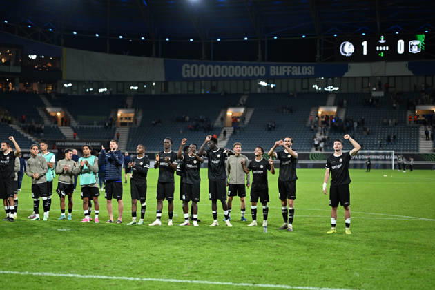 261015 AA Gent vs Aarhus AA Gent celebrates after Matchday 2 in the 2026-2027 Uefa Conference League season - league phase between AA Gent and AGF Aarhus on October 15 , 2026 in Gent, Belgium. (Photo by Maarten Straetemans Isosport) Gent Belgium  Copyright: xMaartenxStraetemansx GENT-AARHUS_20261015_189