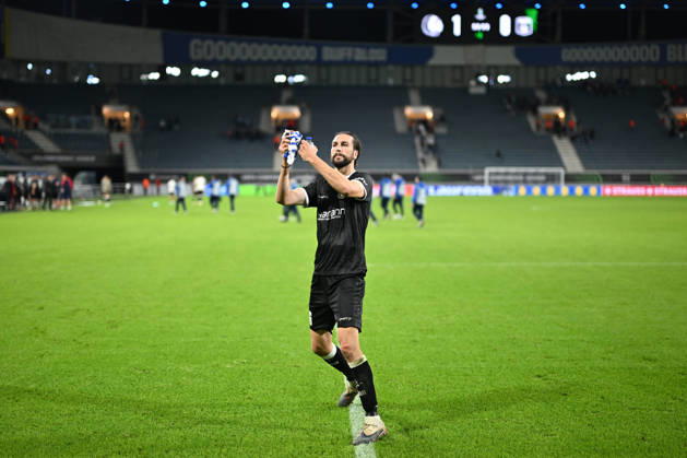 261015 AA Gent vs Aarhus Christian Burgess of KAA Gent celebrates after Matchday 2 in the 2026-2027 Uefa Conference League season - league phase between AA Gent and AGF Aarhus on October 15 , 2026 in Gent, Belgium. (Photo by Maarten Straetemans Isosport) Gent Belgium  Copyright: xMaartenxStraetemansx GENT-AARHUS_20261015_194