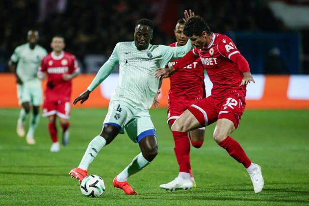 SOCCER - UEFA Conference League - CSKA vs. AS Monaco Photo by IPA ABACAPRESS.COM89726112 - Monaco s Jordan Teze in action against CSKA s Facundo Rodriguez during the UEFA Conference League match between PFC CSKA and AS Monaco at Vasil Levski National Stadium in Sofia, Bulgaria, on October 15, 2026 Sofia Bulgaria Copyright: xIPAxSport ABACAx