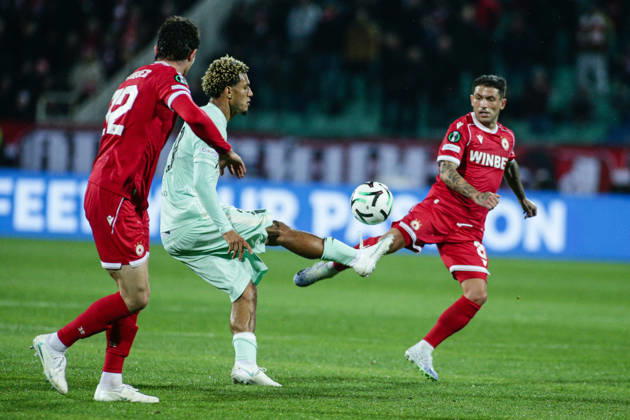 SOCCER - UEFA Conference League - CSKA vs. AS Monaco Photo by IPA ABACAPRESS.COM89726115 - Monaco s Paris Brunner in action against CSKA s Stefano Sensi during the UEFA Conference League match between PFC CSKA and AS Monaco at Vasil Levski National Stadium in Sofia, Bulgaria, on October 15, 2026 Sofia Bulgaria Copyright: xIPAxSport ABACAx
