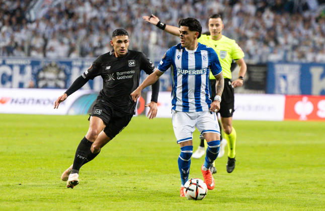 Europa League: Lech Poznan vs Bayer 04 Leverkusen Equi Fernandez, Luis Palma during Europa League: Lech Poznan vs Bayer 04 Leverkusen match in Poznan, Poland, on October 15, 2026 Poznan Poland Copyright: xFotoxOlimpikx originalFilename:jastrzebowski-europale261015_npnz4