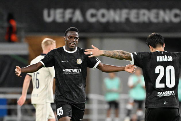 261015 AA Gent vs Aarhus Hyllarion Goore of KAA Gent celebrates after scoring the 1-0 goal during Matchday 2 in the 2026-2027 Uefa Conference League season - league phase between AA Gent and AGF Aarhus on October 15 , 2026 in Gent, Belgium. (Photo by Maarten Straetemans Isosport) Gent Belgium  Copyright: xMaartenxStraetemansx GENT-AARHUS_20261015_201