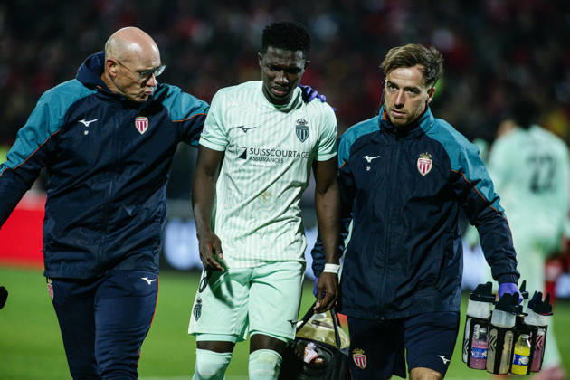 SOCCER - UEFA Conference League - CSKA vs. AS Monaco Photo by IPA ABACAPRESS.COM89727180 - Monaco s Lamine Camara is forced to leave the game due to injury during the UEFA Conference League match between PFC CSKA and AS Monaco at Vasil Levski National Stadium in Sofia, Bulgaria, on October 15, 2026 Sofia Bulgaria Copyright: xIPAxSport ABACAx