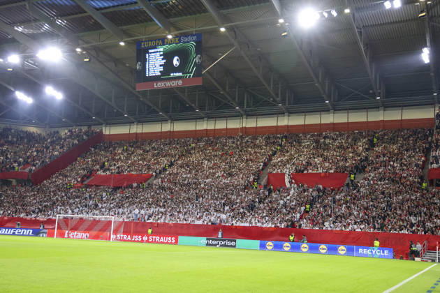 Fanblock SC Freiburg , Deutschland, Fussball, UEFA Conference League, 1. Spieltag, 2026 2027, SC Freiburg vs. FK Jablonec, 15.10.2026, Freiburg im Breisgau Stadion am Wolfswinkel Deutschland Copyright: xGrantxHubbsx