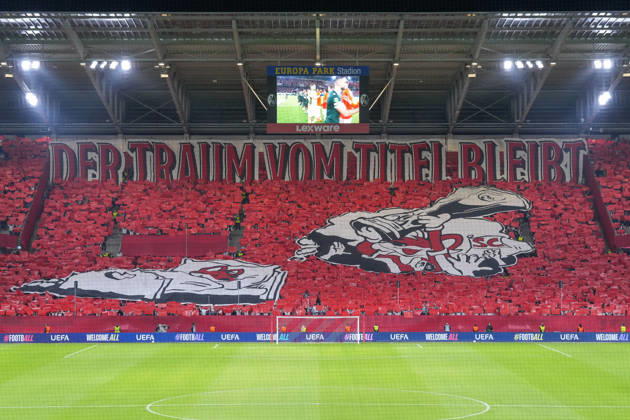 Wappen, Logo, Medien, Übertragung, Kamera, Live Stream , Deutschland, Fussball, UEFA Conference League, 1. Spieltag, Ligaphase , 2026 2027, SC Freiburg vs. FK Jablonec, 15.10.2026, Europa-Park Stadion, Freiburg Freiburg Europa-Park Stadion Baden-Württemberg Deutschland Copyright: xArnexAmbergx