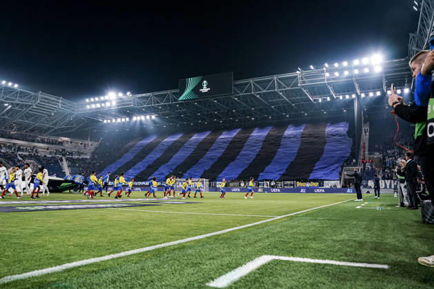 BERGAMO, ITALY - OCTOBER 15: Atalanta Fans during the UEFA Conference League 2026 27 league phase football match between Atalanta BC and Pafos FC at Stadio di Bergamo on October 15, 2026 in Bergamo, Italy Copyright: xLucaxTaddeox