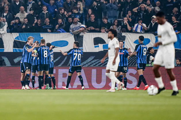 BERGAMO, ITALY - OCTOBER 15: Eljif Elmas of Atalanta BC celebrates after scoring his team s first goal during the UEFA Conference League 2026 27 League Phase MD1 match between Atalanta BC and Pafos FC at Stadio di Bergamo on October 15, 2026 in Bergamo, Italy Copyright: xLucaxTaddeox