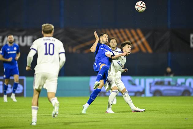 GNK Dinamo v RSC Anderlecht - UEFA Europa League ZAGREB, CROATIA - OCTOBER 15 : Ivanusec Luka midfielder of GNK Dinamo Zagreb, Ambros Lukas midfielder of RSC Anderlecht in action during the UEFA Europa League 2026 27 League Phase matchday 2 match between GNK Dinamo and RSC Anderlecht on October 15, 2026 in Zagreb, Croatia, 15 10 2026 Zagreb Croatia  Copyright: xNicoxVereeckenx