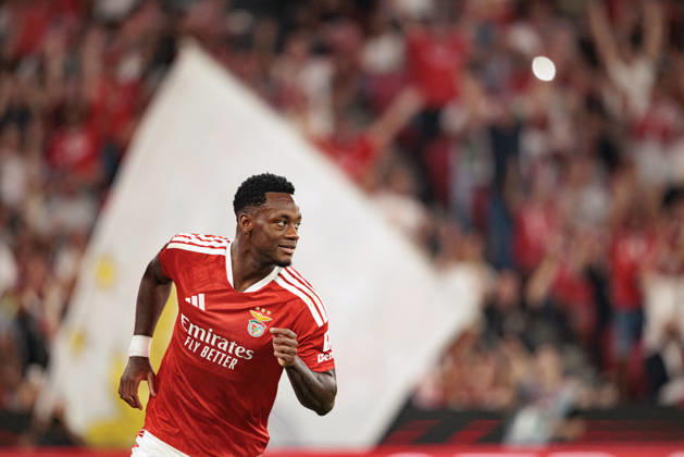 Jhon Duran seen celebrating after scoring goal during UEFA Europa League 2026 2027 league phase game between teams of SL Benfica and Celtic FC at Estadio Da Luz (Maciej Rogowski Ball Raw Images PT) Lisbon Estadio Da Luz Portugal Copyright: xMaciejxRogowskix maciejrogowski_benfica_celtic_2627-4
