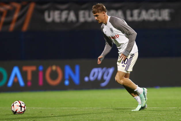 Zagreb, Croatia, 15th October 2026. UEFA Europa League. League phase, Matchday 2, Dinamo Zagreb vs Anderlecht at Maksimir Stadium, Zagreb. Marten WINKLER (10) warming up. UEFA Europa League, Dinamo Zagreb vs Anderlecht. 