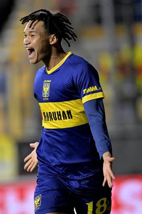 Sint-Truidense VV v Iberia Tbilisi - UEFA Conference League SINT-TRUIDEN, BELGIUM - OCTOBER 15 : Ishiwatari Nelson Yuichiro midfielder of Sint-Truidense VV celebrates scoring a goal during the UEFA Conference League 2026 27 first qualifying round between Sint-Truidense VV and Iberia Tbilisi on October 15, 2026 in Sint-Truiden, Belgium, 15 10 2026 Sint-Truiden Belgium  Copyright: xSesx