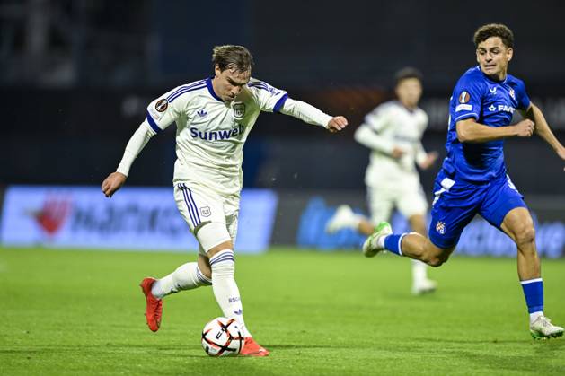 GNK Dinamo v RSC Anderlecht - UEFA Europa League ZAGREB, CROATIA - OCTOBER 15 : Cvetkovic Mihajlo forward of RSC Anderlecht missing an opportunity during the UEFA Europa League 2026 27 League Phase matchday 2 match between GNK Dinamo and RSC Anderlecht on October 15, 2026 in Zagreb, Croatia, 15 10 2026 Zagreb Croatia  Copyright: xNicoxVereeckenx