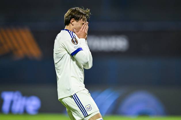 GNK Dinamo v RSC Anderlecht - UEFA Europa League ZAGREB, CROATIA - OCTOBER 15 : Cvetkovic Mihajlo forward of RSC Anderlecht missing an opportunity during the UEFA Europa League 2026 27 League Phase matchday 2 match between GNK Dinamo and RSC Anderlecht on October 15, 2026 in Zagreb, Croatia, 15 10 2026 Zagreb Croatia  Copyright: xNicoxVereeckenx